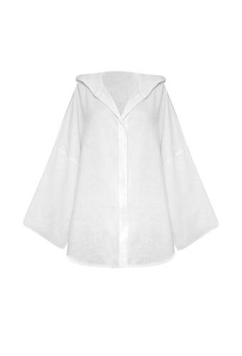 Camisa Maxi Capuz Alfaiataria - Linho Off-White