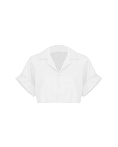 Camisa Curta Manga Drop Alfaiataria- Linho Off-White