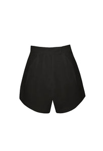 Short Pregas Detalhe Cós Alfaiataria - Linho Black