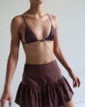 Carregar imagem no visualizador da galeria, Mini Saia Peplum c/ Short Alfaiataria - Linho Marrom Chocolate