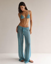 Carregar imagem no visualizador da galeria, Calça Reta Cós Baixo Crochet - Azul Turquesa