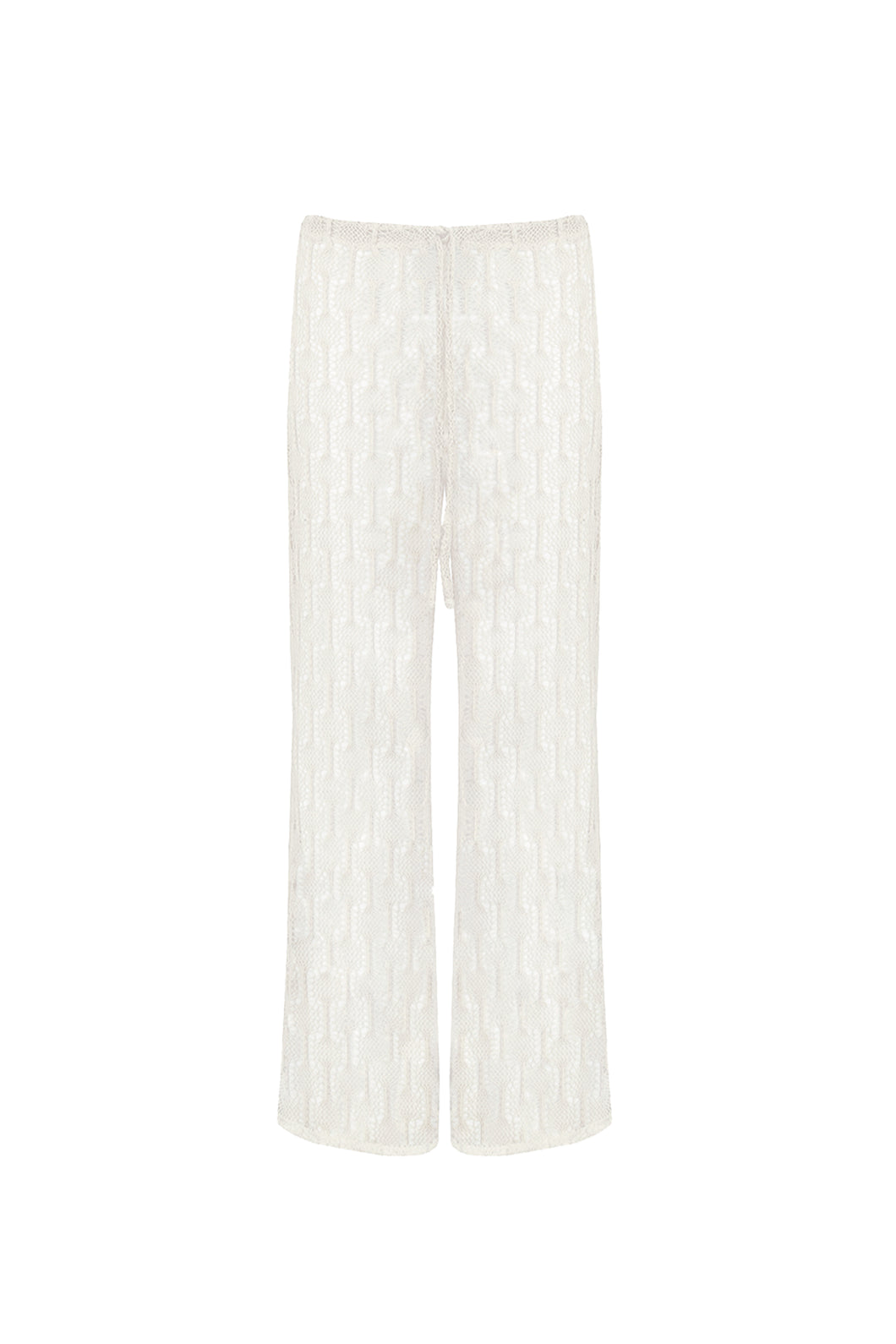 Calça Reta Cós Baixo  Crochet - Off-White