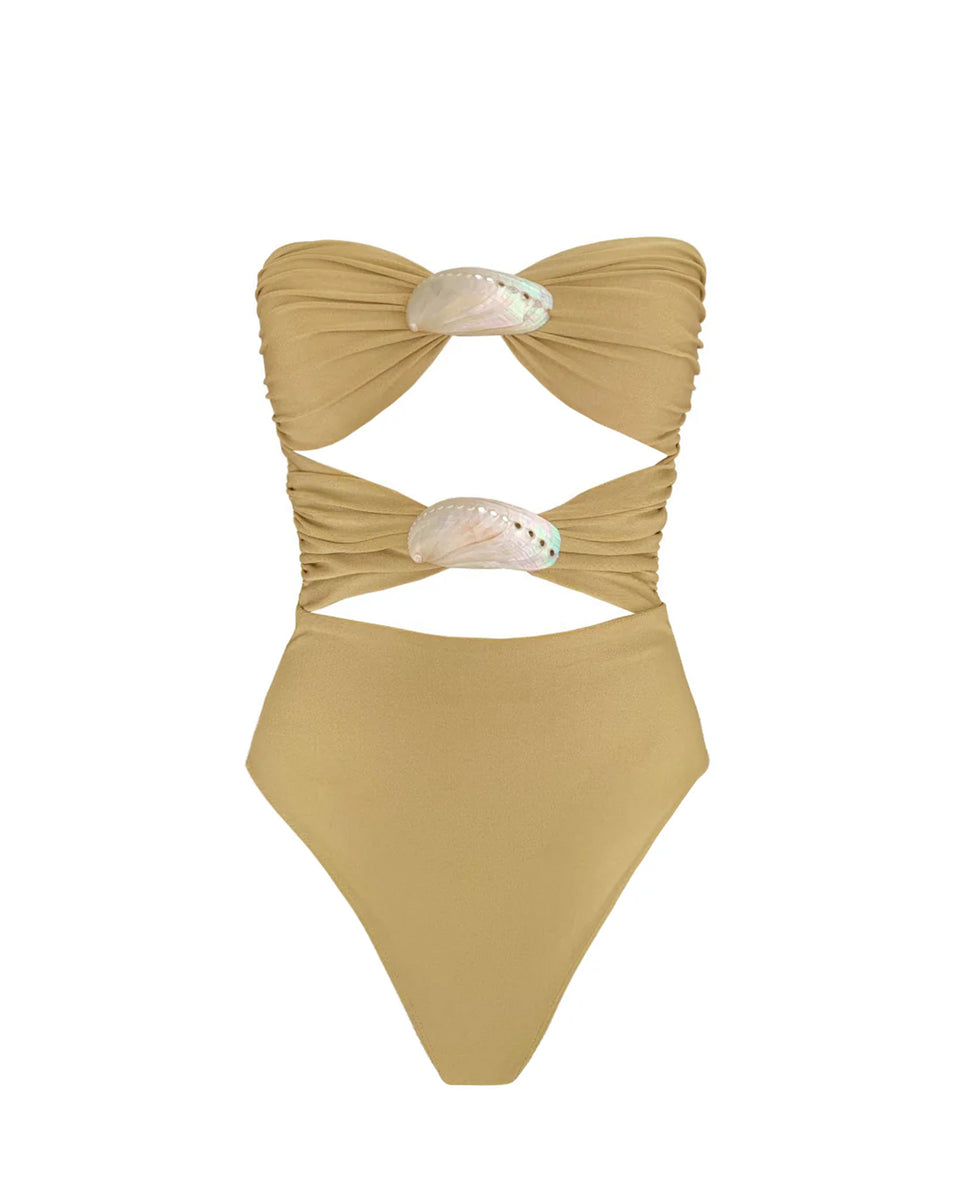 Maiô Encaixe Organic Sea Shell - Old Gold – Ostra Brasil