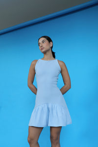 Vestido Mini Franzido - Azul Claro