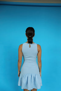 Vestido Mini Franzido - Azul Claro