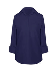 Carregar imagem no visualizador da galeria, Camisa Alfaiataria- Linho Azul Marinho