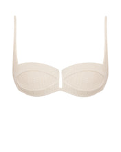 Carregar imagem no visualizador da galeria, Biquíni Top Alça Fixa Viés Robusto - Crochet Off-White