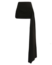 Carregar imagem no visualizador da galeria, Saia Mini Franzida Jersey - Jersey Black