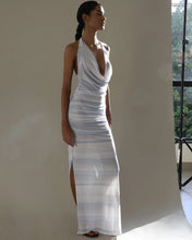 Carregar imagem no visualizador da galeria, Vestido Longo Franzido - Tule Listras Marmorizado