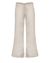 Carregar imagem no visualizador da galeria, Calça Reta Cós Baixo  Crochet - Natural