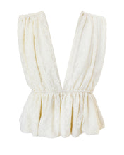 Carregar imagem no visualizador da galeria, Blusa Decote Profundo Peplum - Renda Off-White
