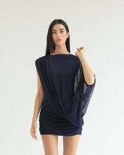 Carregar imagem no visualizador da galeria, Vestido Ruffed Cover - Tule Azul Marinho