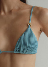 Carregar imagem no visualizador da galeria, Biquíni Top Triângulo Nervura - Azul Turquesa