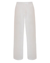 Carregar imagem no visualizador da galeria, Calça Reta Detalhe Cós Baixo Alfaiataria- Linho Off-White