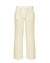 Carregar imagem no visualizador da galeria, Calça Ícone Reta Detalhe Cós Baixo  Alfaiataria - Linho Creamy