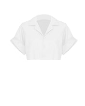 Carregar imagem no visualizador da galeria, Camisa Curta Manga Drop Alfaiataria- Linho Off-White