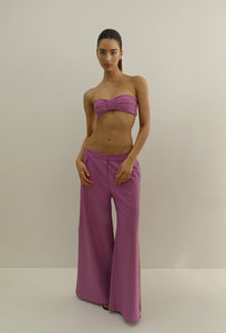 Pantalona Baixa Pregas Alfaiataria  - Linho Purple