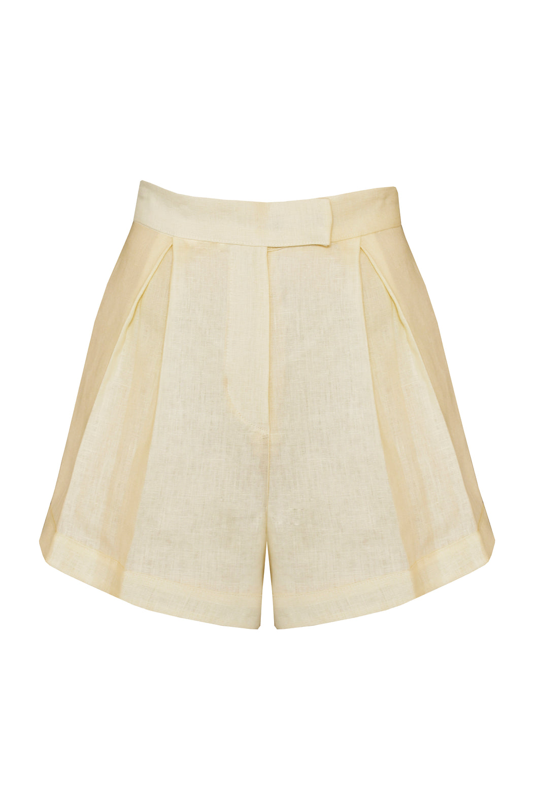Short Pregas  Detalhe Cós Alfaiataria - Linho Creamy