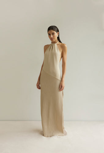 Vestido Frente Única Nervura Jersey - Natural