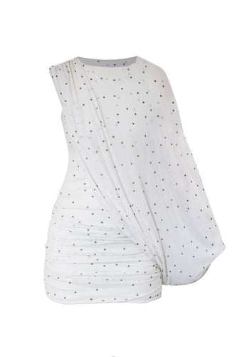 Vestido Ruffed Cover - Tule Estampa Poá Off