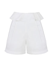 Carregar imagem no visualizador da galeria, Short  Pregas Babado Alfaiataria - Linho Off-White
