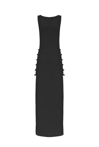 Saída Cava Lateral Botões Crochet - Black