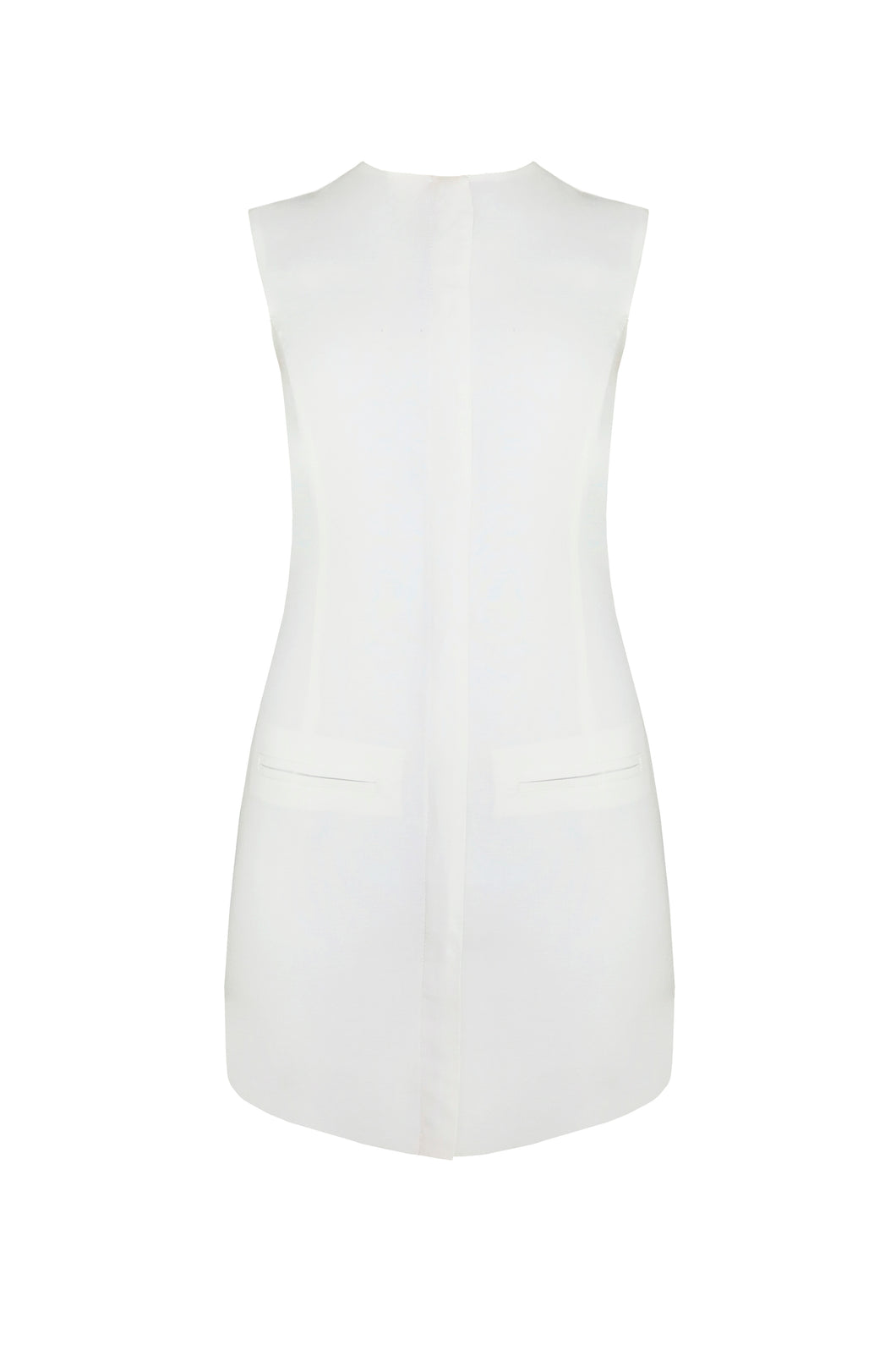 Vestido Curto Detalhe Pala Alfaiataria - Linho Off-White