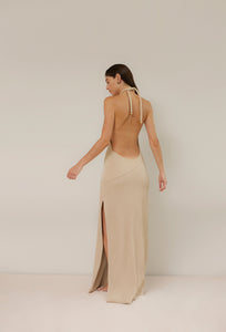 Vestido Frente Única Nervura Jersey - Natural