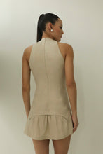 Carregar imagem no visualizador da galeria, Vestido Mini Franzido Pala- Linho Natural