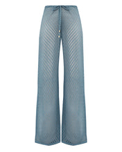 Carregar imagem no visualizador da galeria, Calça Reta Cós Baixo Crochet - Azul Turquesa