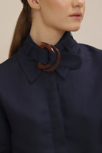Camisa Passante Alfaiataria- Linho Azul Marinho
