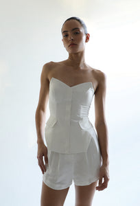 Colete Estruturado Alfaiataria - Linho Off-White