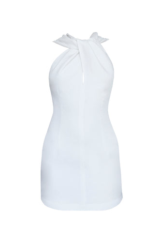 Vestido Curto Franzido Gola - Off