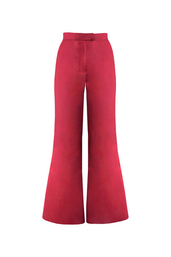 Calça Detalhe Cós Alfaiataria - Linho Magenta