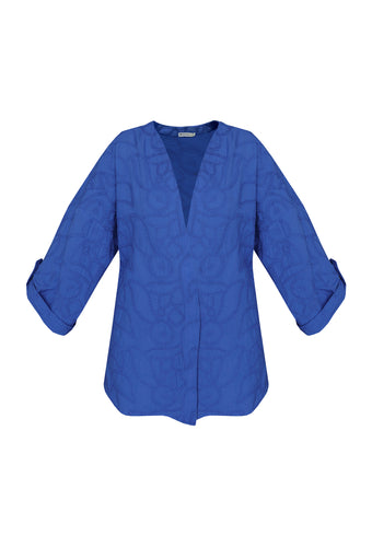 Camisa Maxi - Azul Bordado