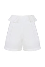 Carregar imagem no visualizador da galeria, Short Pregas Babado Alfaiataria - Linho Off-White
