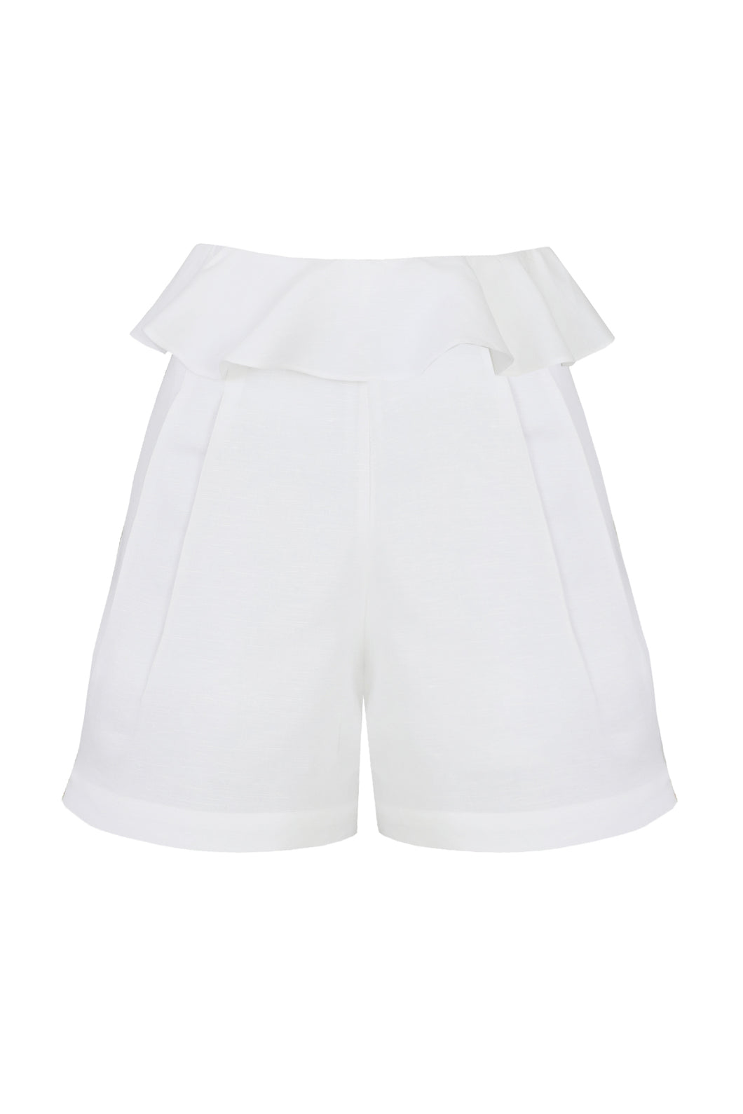 Short Pregas Babado Alfaiataria - Linho Off-White