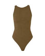 Carregar imagem no visualizador da galeria, Body Decote Cava - Marrom Esverdeado Creponado