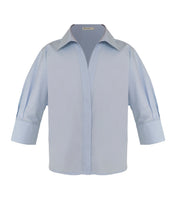 Carregar imagem no visualizador da galeria, Camisa Manga 3/4 Alfaiataria - Linho Azul Claro