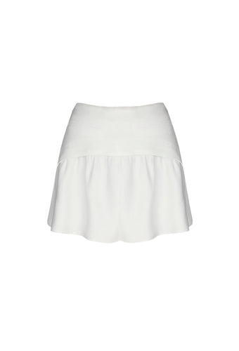 Saia Curta Franzida Alfaiataria - Linho Off-White