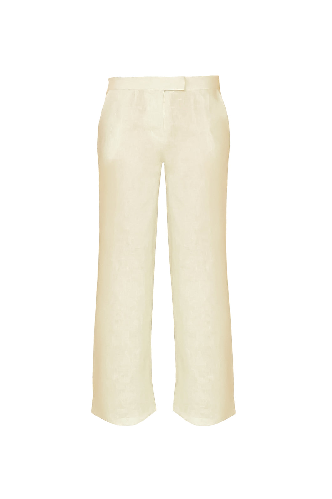 Calça Reta Detalhe Cós Baixo  Alfaiataria - Linho Creamy