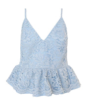 Carregar imagem no visualizador da galeria, Blusa Peplum - Renda Flores Azuis