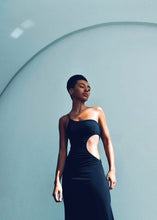 Carregar imagem no visualizador da galeria, Vestido Fenda Franzido - Jersey Black
