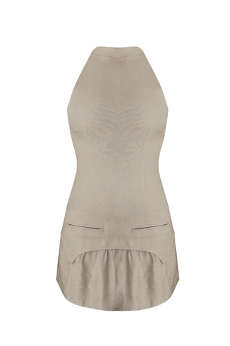 Vestido Mini Franzido Pala- Linho Natural
