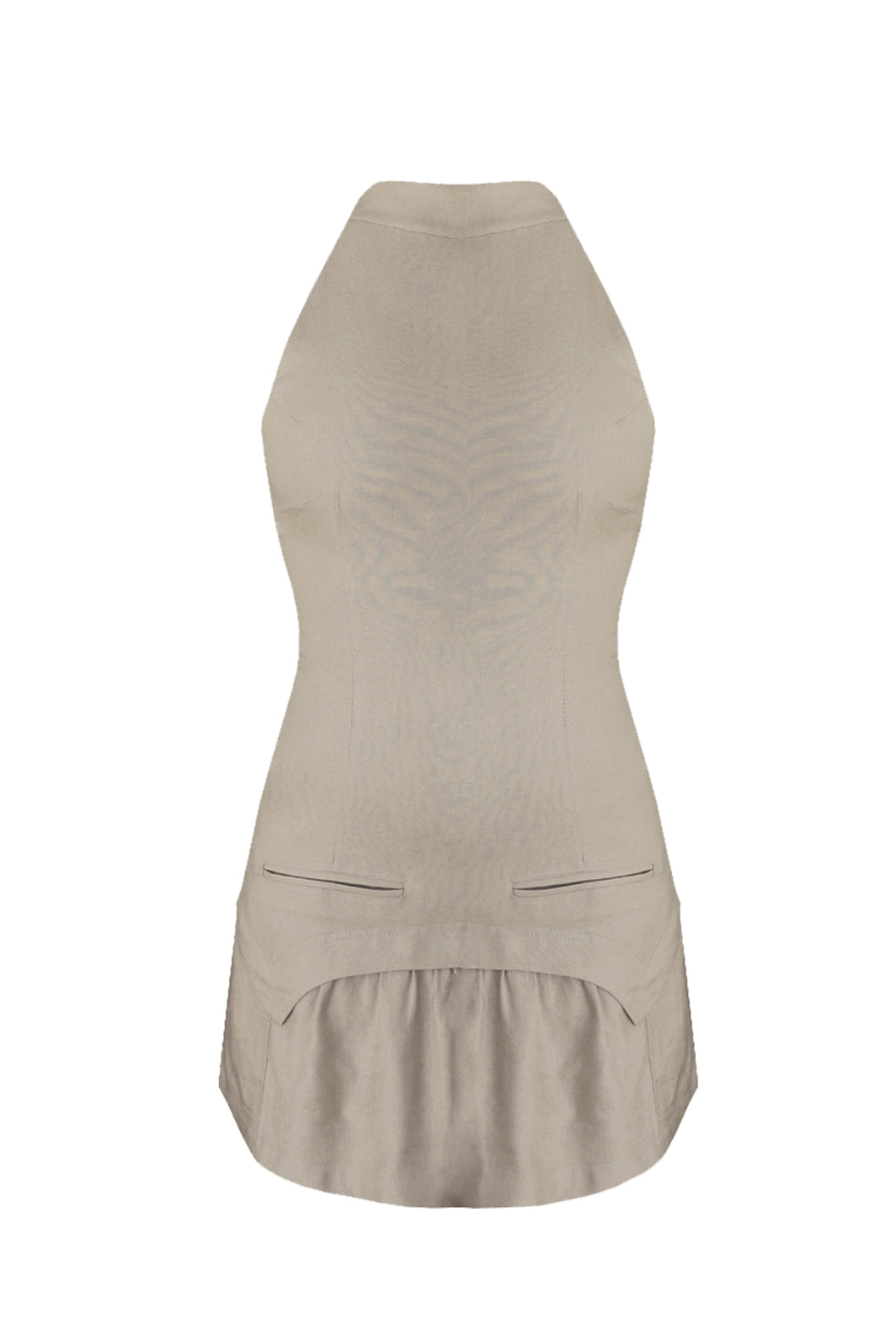 Vestido Mini Franzido Pala- Linho Natural