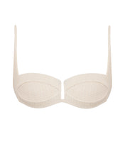 Carregar imagem no visualizador da galeria, Biquíni Top Alça Fixa Viés Robusto - Crochet Off-White