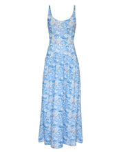 Carregar imagem no visualizador da galeria, Vestido Longo Franzido - Flores Azuis
