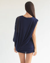 Carregar imagem no visualizador da galeria, Vestido Ruffed Cover - Tule Azul Marinho