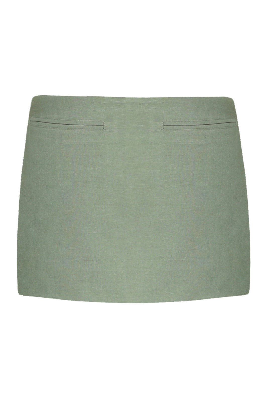 Mini Saia Cós Baixo Alfaiataria - Linho Verde Eco