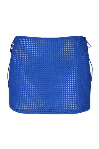 Mini Saia Crochet Viés - Azul